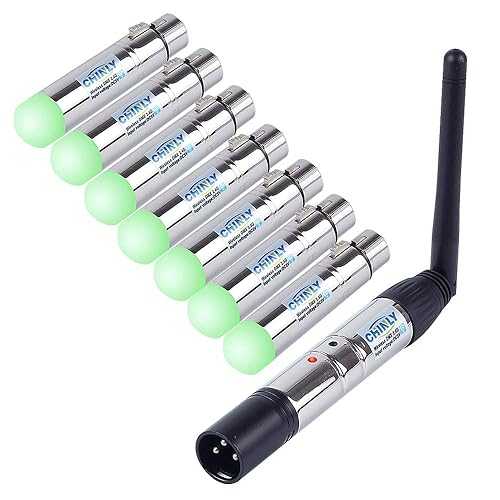 DMX ワイヤレス、CHINLY 8 個 2.4G DMX 512 1 オストランスミッター & 7 メスレシーバー ステージ PAR パーティーライト用ショートバージョン DMX Wireless, CHINLY 8pcs 2.4G DMX 512 1 Male Transmitter & 7 Female Receivers Short vers