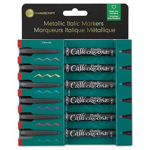 Manuscript Pen MM6646 Callicreative Italic Markers 6/Package Metallic - Assorted Colors