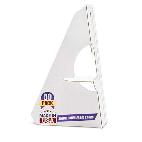 Golden State Art, 5 Inch Self Stick Easel Back, Cardboard Stand, Single Wing, Archival Quality, Display Posters Pictures Brochures, Easy and Fast Application (Pack of 50) White, Made in USA