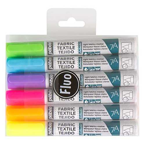 Pebeo 7A Light Set of 6 Fabric Markers, 1 mm, Sets