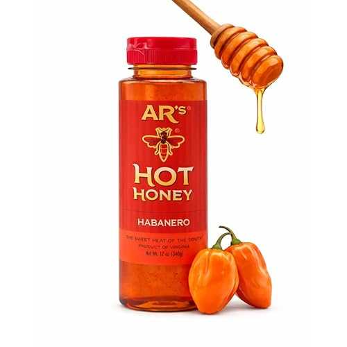 AR's AR’s Hot Southern Honey, Habanero (Hot) - Blend of Sweet Clover, Wildflower Honeys & Habanero Peppers, Raw 100% Pure Honey, No Artificial Sugar, Gluten-Free & Paleo-Friendly, 12 oz (1 Pack)