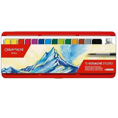 カランダッシュ ガッシュスタジオ 15色アソートセット 金属缶入り Caran d'Ache Gouache Studio 15 Assorted Colors Set in Metal Tin