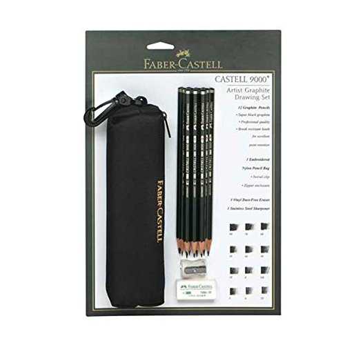 ファーバーカステル 9000 アーティスト グラファイト ドローイングセット バッグ付き 12個セット Faber-Castell 9000 Artist Graphite Drawing Set with Bag Set of 12