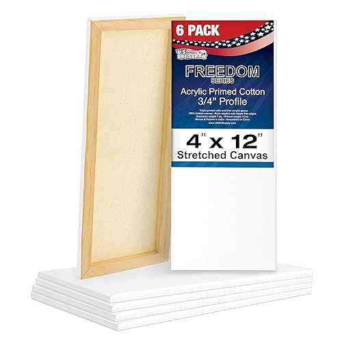 U.S. Art Supply 4 x 12 inch Stretched Canvas for Painting, 12oz Triple Primed, 6-Pack - Professional Artist Quality White Blank 3/4\
