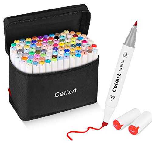 Caliart Markers, 100 Colors Dual Tip Art Markers Sketch Pens Permanent Alcohol Based, with Case for Adults Artists Drawing Illustration Sketching Coloring (White Barrel) 11,432円