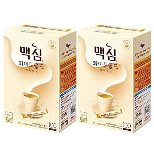 SENTICUM Maxim Coffee Mix, Instant Coffee (・・ ・・?・・ ?・・?￢ ?・・”? ?・・・・・・) 100 sticks/pack (White Gold, 100 Sticks x 2 Box)
