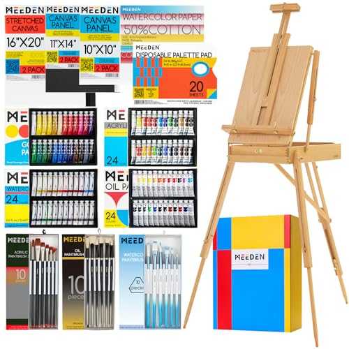 MEEDEN 141PCS Art Supplies with French Easel, All-インチ-one Painting Set for Artists Beginners