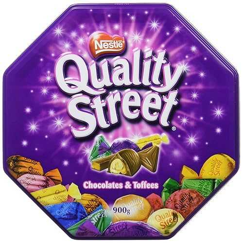 Nestle Quality Street Assorted Chocolate Gift Tin 2lb - Ideal for Christmas, Holiday Parties & Family Gatherings - Decorative Tin 8x3x8 in - Perfect for Sharing & Enjoying with Loved Ones - Festive Pack