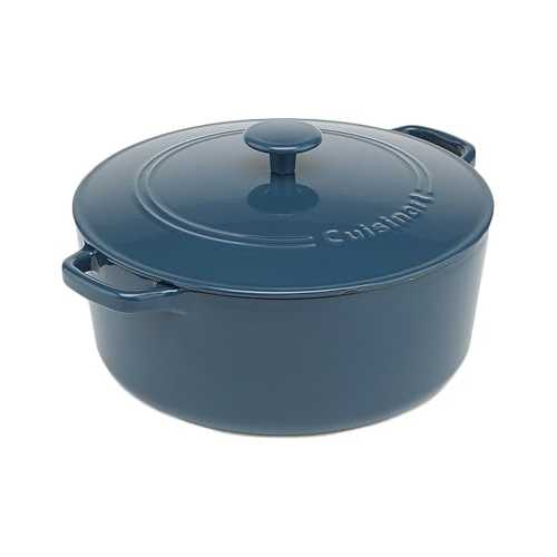 Cuisinart Chef's Classic Enameled Cast Iron Round Covered Casserole (Provencial Blue, 7- Quart)