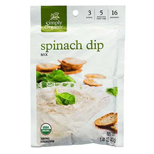Simply Organic ほうれん草ディップミックス、オーガニック認定、グルテンフリー | 1.41オンス | 12個パック Simply Organic Spinach Dip Mix, Certified Organic, Gluten-Free | 1.41 oz | Pack of 12