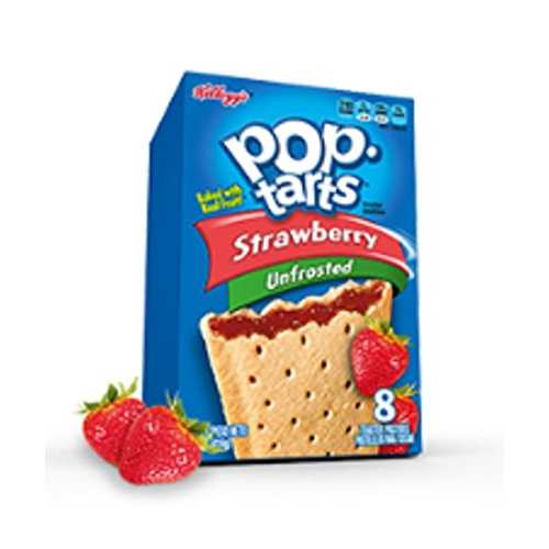 Pop-Tarts Kellogg's, Pop Tarts, Unfrosted Strawberry, 8-Count Box (Pack of 6)