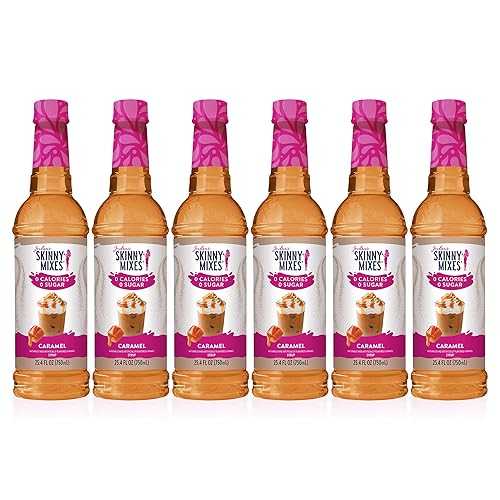 Jordan's Skinny Mixes Jordan's Skinny Syrups Sugar Free Coffee Syrup, Caramel Flavor Drink Mix, Zero Calorie Flavoring for Chai Latte, Protein Shake, Food & More, Gluten Free, Keto Friendly, 25.4 Fl Oz, 6 Pack