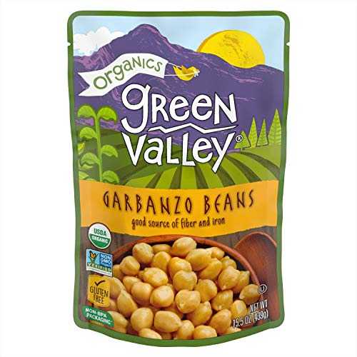 Green Valley Organics ひよこ豆ポーチ、15.5 オンス (12 個パック) Green Valley Organics Garbanzo Beans Pouch, 15.5 Ounce (Pack of 12)