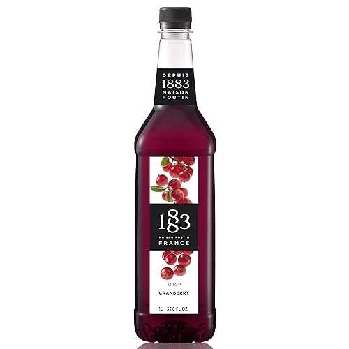 1883 MAISON ROUTIN 1883 Cranberry Syrup for Drinks, Made in France, 1 Liter Plastic Bottle