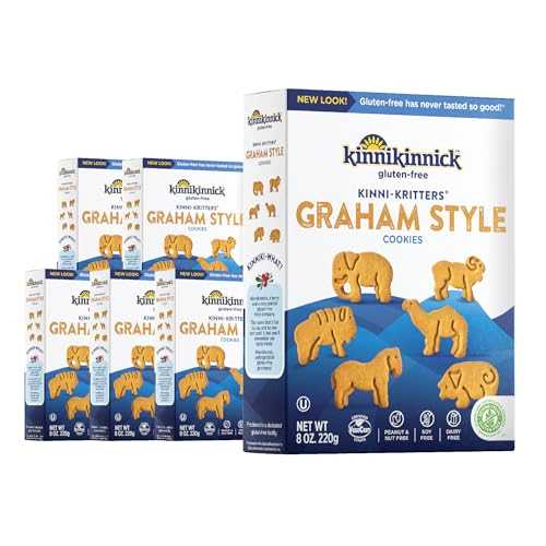 Kinnikinnick - KinniKritters Graham Style Animal Cookies - Gluten Free, Allergy Friendly Vegan Animal Crackers - 8 oz. Box - 6 Pack