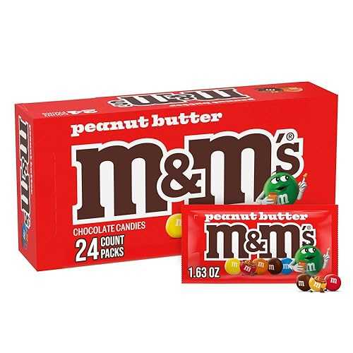 M&M'S ピーナッツバターチョコレートキャンディ、シングルサイズ、1.63 オンス 24 個箱 M&M'S Peanut Butter Chocolate Candy, Singles Size, 1.63-Ounce 24-Count Box