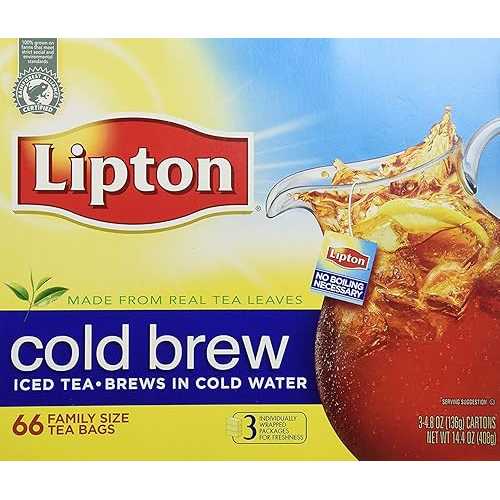 リプトン、紅茶、コールドブリュー、ファミリーサイズ ティーバッグ、22 個箱 (3 個パック) Lipton, Black Tea, Cold Brew, Family Size Tea Bags, 22-Count Boxes (Pack of 3)