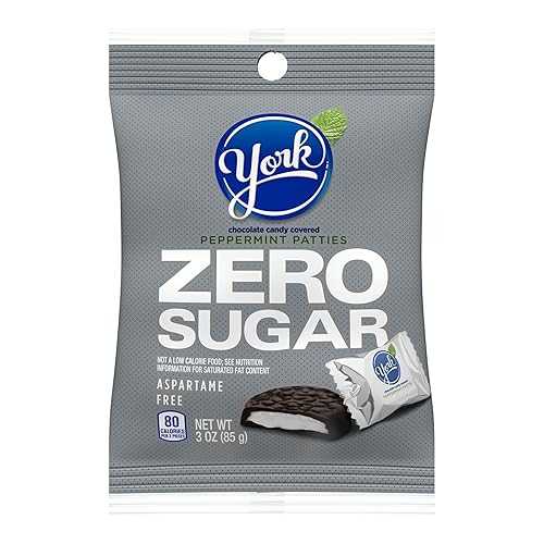 YORK ゼロシュガー ダークチョコレート ペパーミント パティ キャンディ、バルク、3 オンス バッグ (12 個) YORK Zero Sugar Chocolate Peppermint Patties, Candy Bags, 3 oz (12 Count)