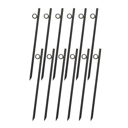 Yard Tuff 12 Pack Ground Stakes Grip Rebar 18-Inch Steel Heavy-Duty Tent & Canopy Anchors, Angled Ends, 1-Inch Loops, YTF-3818RS-12PK, Black