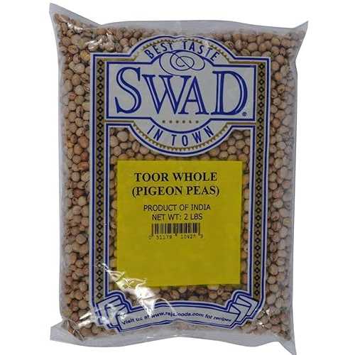 スワッド トゥール (ピジョンエンドウ) 丸ごと、インド食料品 - 2ポンド、908g。 Swad Toor (Pigeon Peas) Whole, Indian Groceries - 2lb., 908g.