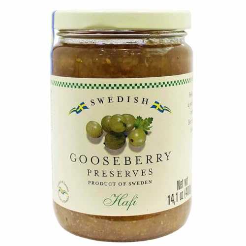 Hafi社のスウェーデン産グーズベリープリザーブ(14.1オンス) Swedish Gooseberry Preserves by Hafi (14.1 ounce)