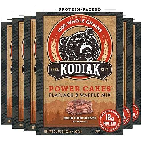 Kodiak Cakes プロテインパンケーキ パワーケーキ、フラップジャックとワッフルベーキングミックス、ダークチョコレート、18オンス (6個パック) Kodiak Cakes Protein Pancake Power Cakes, Flapjack and Waffle Baking Mix, Dark Chocolate, 18 Oun
