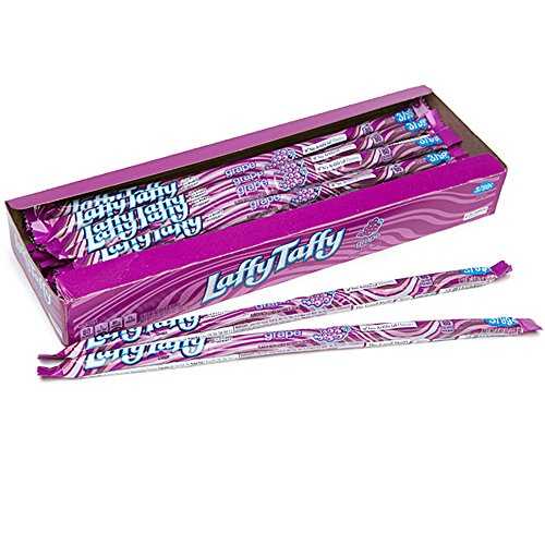 ラフィー タフィー ロープ - グレープ味 (ロープ 24 本入りボックス) Wonka Laffy Taffy Rope - Grape Flavor (Box of 24 Ropes)