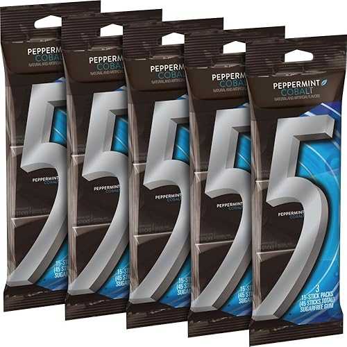 Five Gum ペパーミント コバルト シュガーフリー ガム、45 個、(5 個パック) 5 Gum Five Gum Peppermint Cobalt Sugarfree Gum, 45 Count, (Pack of 5)