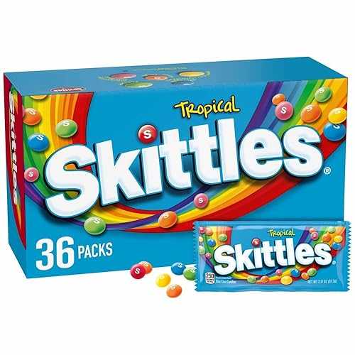 スキットルズ トロピカルサマーチューイキャンディ詰め合わせ、36 個バルクキャンディボックス SKITTLES Candy, Tropical Bulk Candy 2.17-Ounce, 36 Packs of Individually Wrapped Candy Bulk Box
