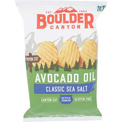 ボルダーキャニオンケトル調理ポテトチップス、アボカドオイル＆シーソルト、5.25オンス（12個パック） Boulder Canyon Kettle Cooked Potato Chips, Avocado Oil & Sea Salt, 5.25 Ounce (Pack of 12)