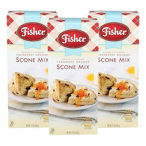 フィッシャー オールナチュラル クランベリー オレンジ スコーン ミックス、12 オンス、3 個パック Fisher Scone Mix, Cranberry Orange, 12 OZ (Pack of 3)
