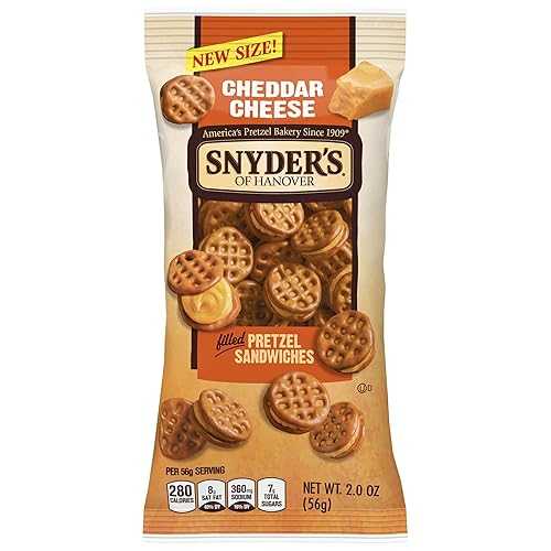 ハノーバーのスナイダーズ プレッツェル サンドイッチ チェダー チーズ、 Snyder's of Hanover Pretzel Sandwiches Cheddar Cheese,