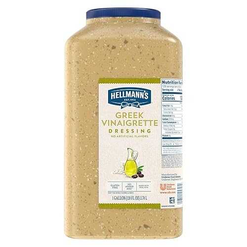 Hellmann's ギリシャ ビネグレット サラダ ドレッシング ジャグ グルテンフリー、人工香料または MSG 不使用、1 ガロン Hellmann's Greek Vinaigrette Salad Dressing Jug Gluten Free, No Artificial Flavors or added MSG, 1 gallon (Pack