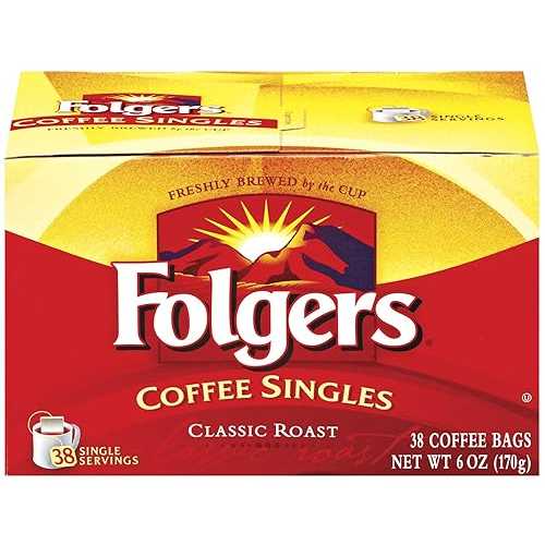 Folgers Coffee Singles クラシック ロースト コーヒーバッグ、6 オンス - 各 38 個 (6 個パック) Folgers Coffee Singles Classic Roast Coffee Bags, 6 Ounce - 38 Count each (Pack of 6)
