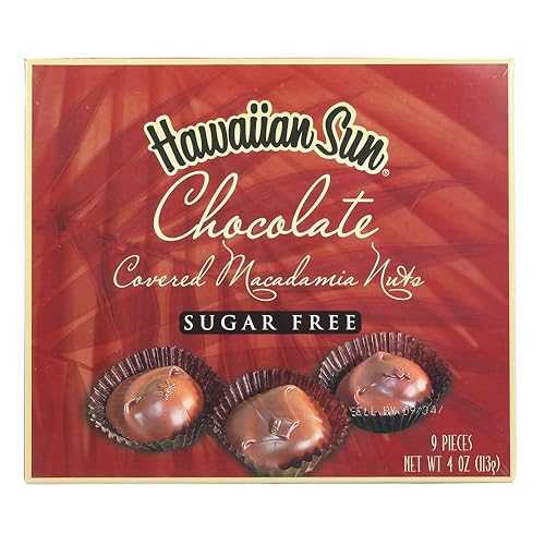 Hawaiian Sun Sugar-Free Chocolate Covered Macadamia Nuts 4 Oz