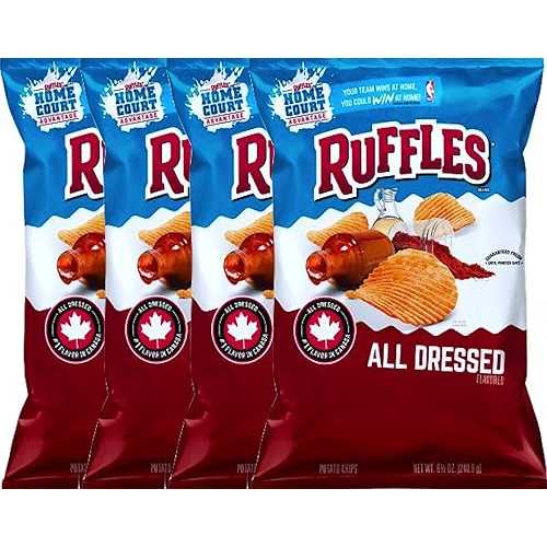 ラッフルズ オール ドレスド フレーバー ポテトチップス 8.5 オンス (4) Ruffles All Dressed Flavored Potato Chips 8.5 oz (4)