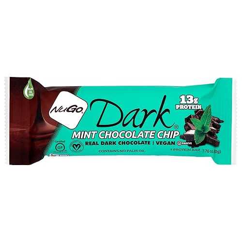 NuGo ニュートリションバー - ダーク - ミントチョコレートチップ - 1.76 オンス - 12 個入りケース NuGo Nutrition Bar - Dark - Mint Chocolate Chip - 1.76 oz - Case of 12