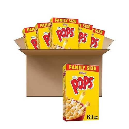 Kellogg's Corn Pops, Breakfast Cereal, Original, Excellent Source of 7 Vitamins and Minerals, Family Size, 19.1oz Box(Pack of 6)