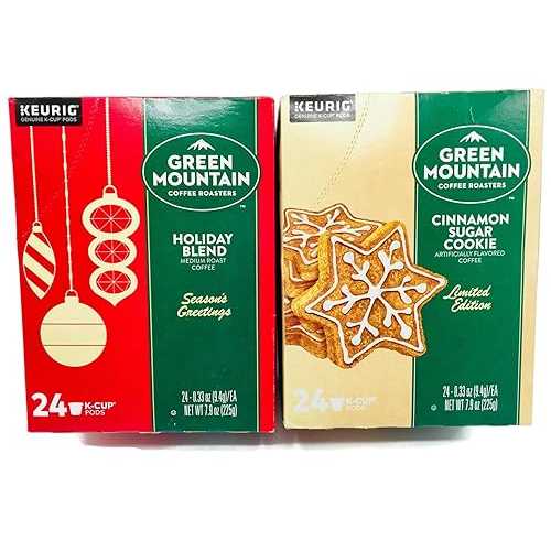 グリーンマウンテン シナモンシュガークッキーとホリデーブレンド Kカップコーヒーバラエティパック 2箱入り - 各24カラット、キューリグシングルサーブKCカップポッド合計48カラット - 限定版季節コーヒー - アラビカコーヒー GEEGVV Cinnamon Sugar Cookie a