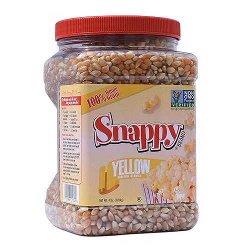 スナッピー イエロー ポップコーン カーネル (プレミアム イエロー (4ポンド ジャー)) Snappy Yellow Popcorn Kernels for Popping with Popcorn Machine, Air Popper or Stove Top, 4 lb. Resealable Jar