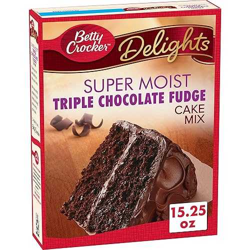 Betty Crocker Baking Mix、スーパーモイストケーキミックス、トリプルチョコレートファッジ、15.25オンスボックス（6個パック） Betty Crocker, Supermoist Cake Mix, Triple Chocolate Fudge, 15.25oz Box (Pack of 6)