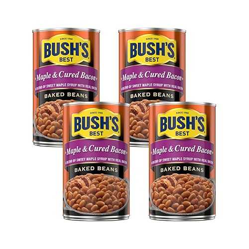 Bush's Best、メープル キュア ベーコン ベイクド ビーンズ、28 オンス缶 (4 個パック) Bush's Best, Maple Cured Bacon Baked Beans, 28oz Cans (Pack of 4)