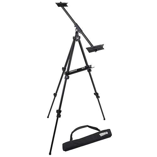 US Art Supply 高さ80インチ アルミニウム アーティスト 水彩フィールドおよびディスプレイ イーゼルスタンド - 高さ調節可能な床と卓上三脚、最大縦63インチ、横40インチの絵画キャンバスを収納可能 - ポータブルバッグ U.S. Art Supply 80\