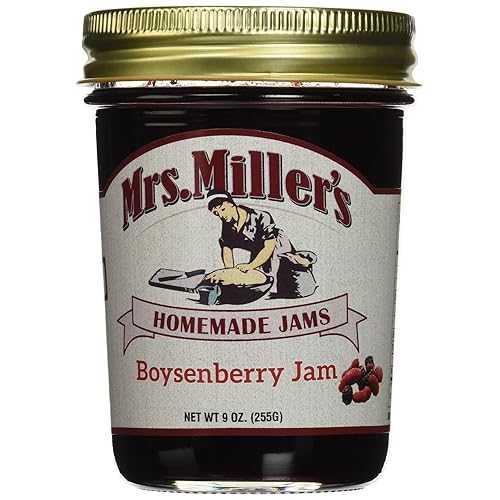 ミセス・ミラーズ・アーミッシュ自家製ボイセンベリージャム、9オンス（2個パック） Mrs. Miller's Amish Home Made Boysenberry Jam, 9 Ounce (Pack of 2)
