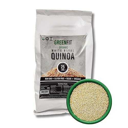 OA QUINOA Greenfit Royal Organic White Quinoa | Non-GMO, Gluten-Free, Vegan, and Organic | Complete Protein, High Fiber, Low-Calorie White Quinoa | (25 Pound - Pack of 1)