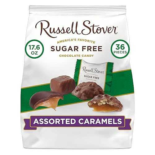 ラッセル・ストーバー ステビア入りシュガーフリーキャラメル詰め合わせ、1.1ポンドバッグ（4個パック） Russell Stover Sugar Free Assorted Caramels with Stevia, 1.1 Pound Bag (Pack of 4)