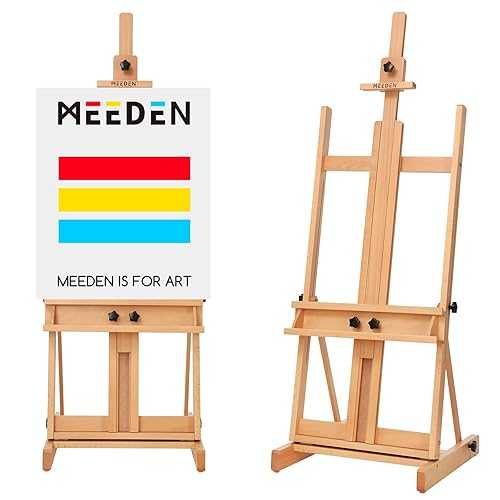 MEEDEN Large H-Frame Easel, Easel Stand for Paintings, Painting Easels, Easel Stand for Display, Solid Beechwood Wooden Easels for Painting Canvas, Holds Canvases Up to 78\