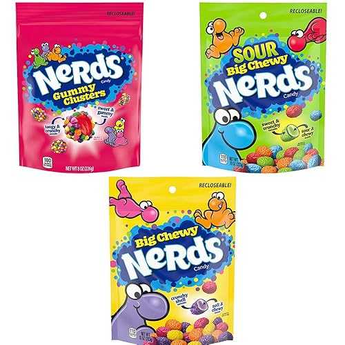 ナーズ バラエティ パック、グミ クラスター、ビッグ チューイ、サワー ビッグ チューイ、3 個パック Nerds Variety Pack, Gummy Clusters, Big Chewy, & Sour Big Chewy, Pack of 3