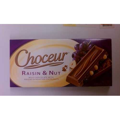 Choceur ミルクチョコレート レーズンとローストヘーゼルナッツ入り 7.05 オンス (6 個パック) Choceur Milk Chocolate with Raisins and Roasted Hazelnuts 7.05 OZ (Pack of 6)