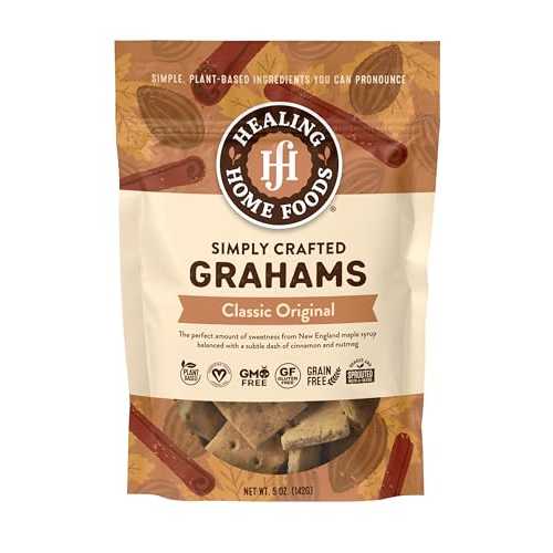 ?? ??? ??? ???? Healing Home Foods Baked Classic Graham Crackers, Gluten Free Graham Crackers Made with Almond Flour, Organic Maple Syrup & Organic Cinnamon, Vegan, Grain Free, Plant-Based and Non GMO, 5o